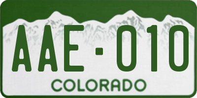 CO license plate AAE010