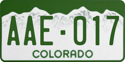 CO license plate AAE017