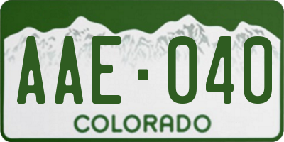 CO license plate AAE040