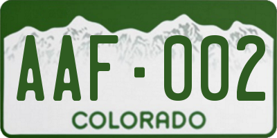 CO license plate AAF002