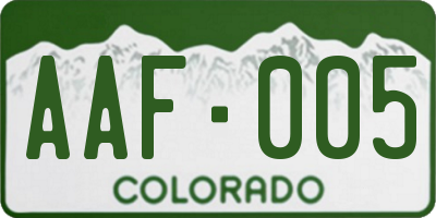 CO license plate AAF005