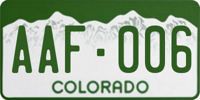 CO license plate AAF006