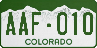 CO license plate AAF010