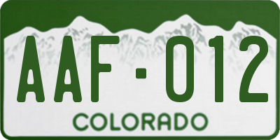 CO license plate AAF012