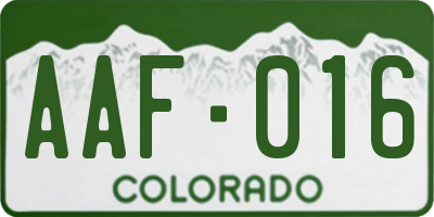 CO license plate AAF016