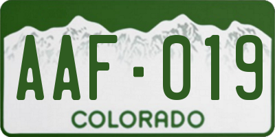 CO license plate AAF019