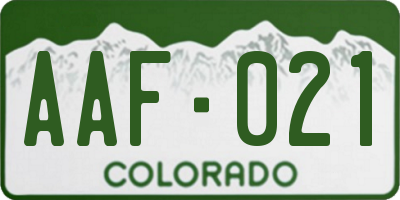 CO license plate AAF021