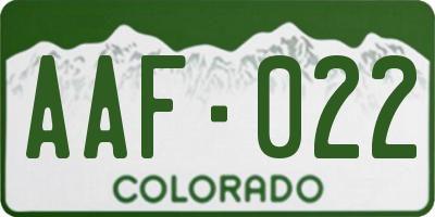 CO license plate AAF022