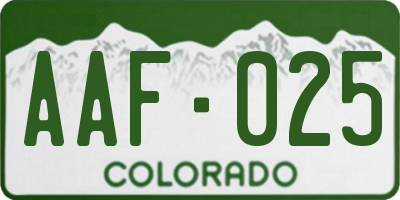 CO license plate AAF025