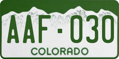 CO license plate AAF030