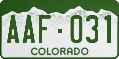 CO license plate AAF031