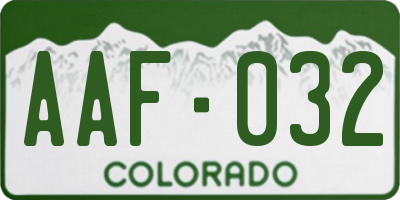 CO license plate AAF032