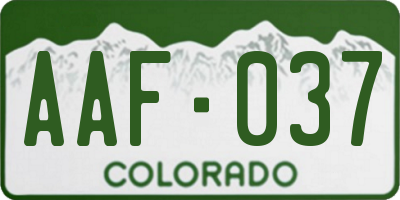 CO license plate AAF037