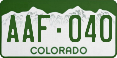 CO license plate AAF040