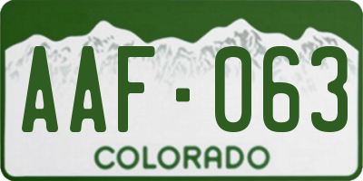CO license plate AAF063