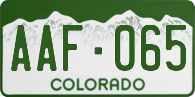 CO license plate AAF065
