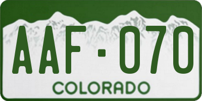 CO license plate AAF070