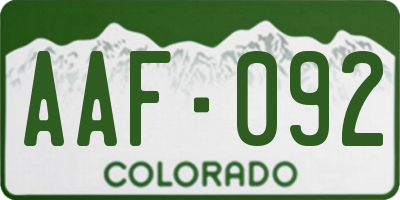 CO license plate AAF092