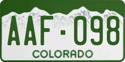 CO license plate AAF098