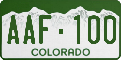 CO license plate AAF100
