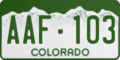 CO license plate AAF103
