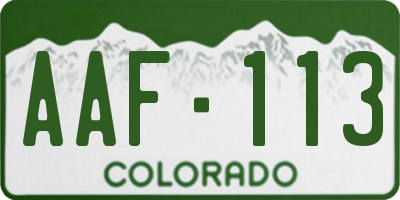 CO license plate AAF113
