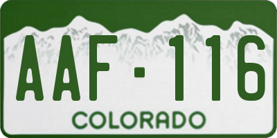 CO license plate AAF116