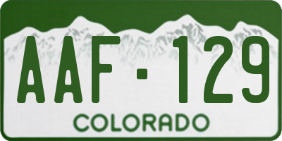 CO license plate AAF129