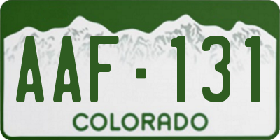 CO license plate AAF131