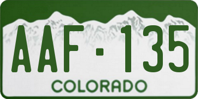 CO license plate AAF135