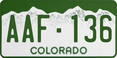CO license plate AAF136