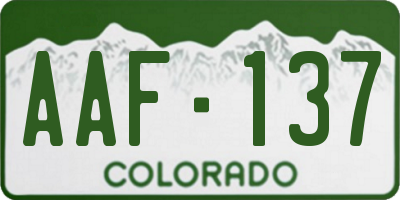 CO license plate AAF137