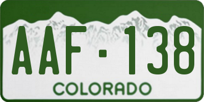 CO license plate AAF138