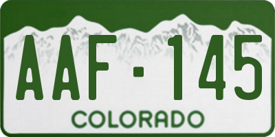 CO license plate AAF145