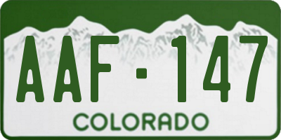 CO license plate AAF147