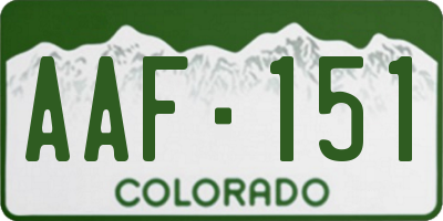 CO license plate AAF151