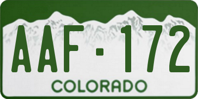 CO license plate AAF172