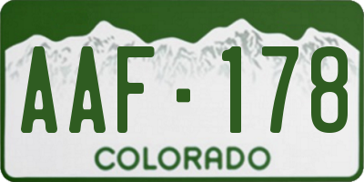 CO license plate AAF178