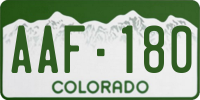 CO license plate AAF180