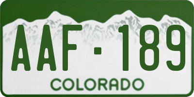 CO license plate AAF189