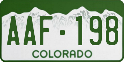 CO license plate AAF198