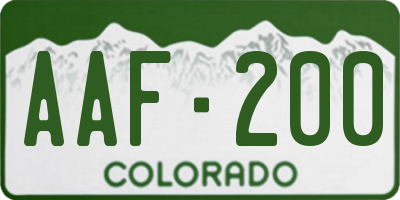 CO license plate AAF200