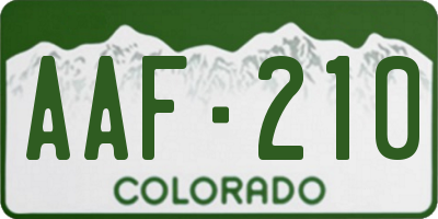 CO license plate AAF210