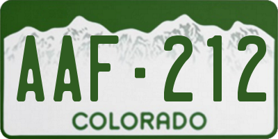 CO license plate AAF212