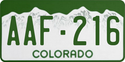 CO license plate AAF216