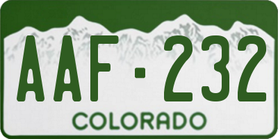 CO license plate AAF232