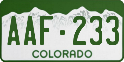 CO license plate AAF233