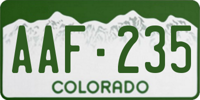 CO license plate AAF235