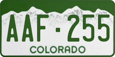 CO license plate AAF255