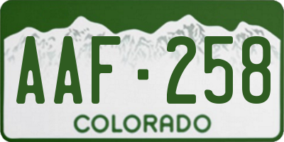 CO license plate AAF258